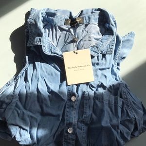 Cold Shoulder Long Sleeve Chambray Shirt